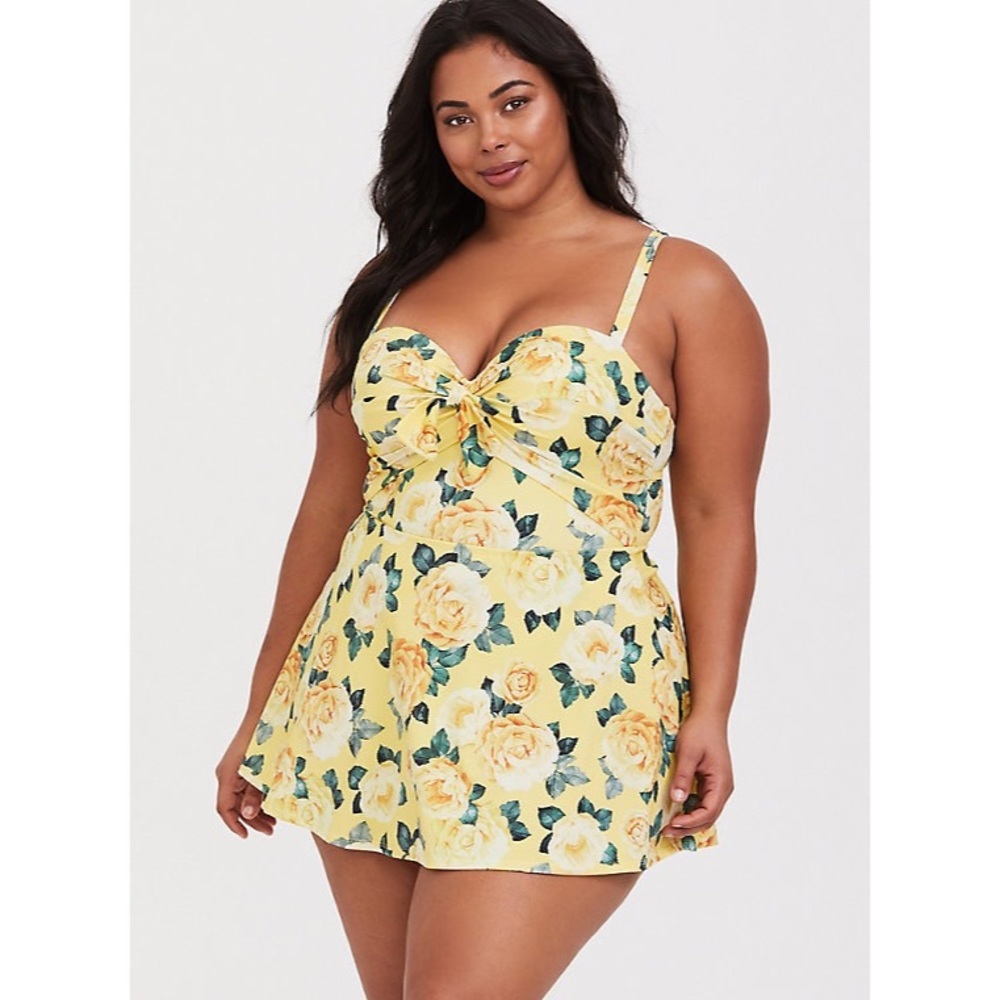 Yellow Floral Swim Dress